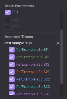 Imported Traces panel listing reference traces