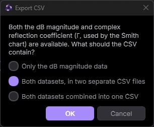 Export CSV options dialog