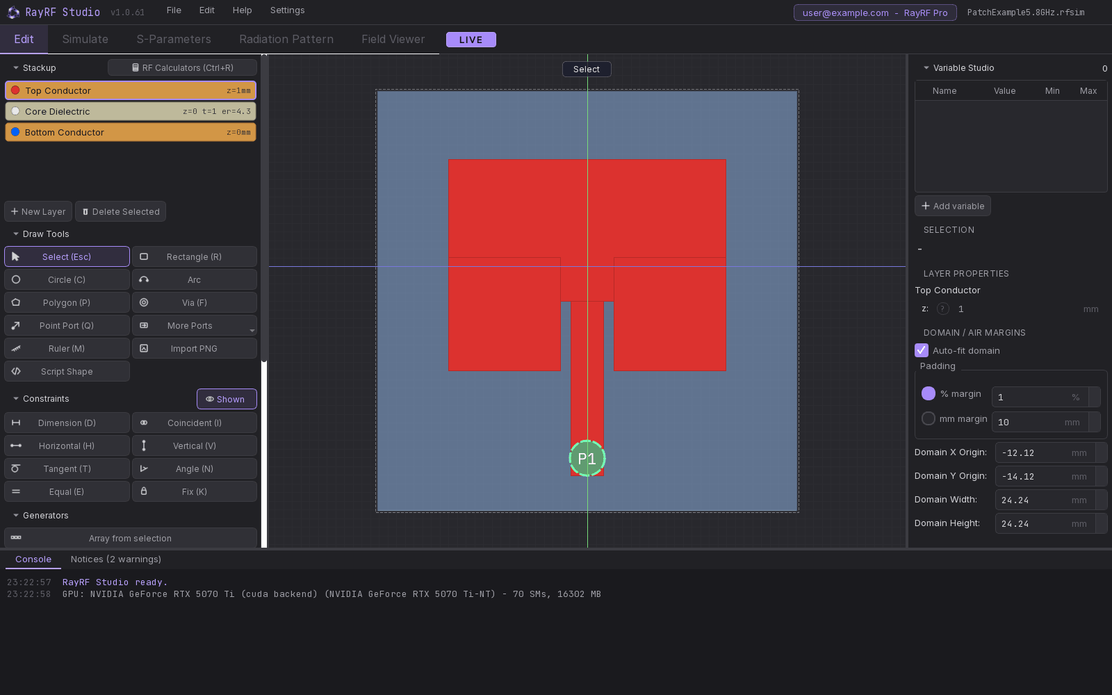 The main window on the Edit tab with the bundled patch example
