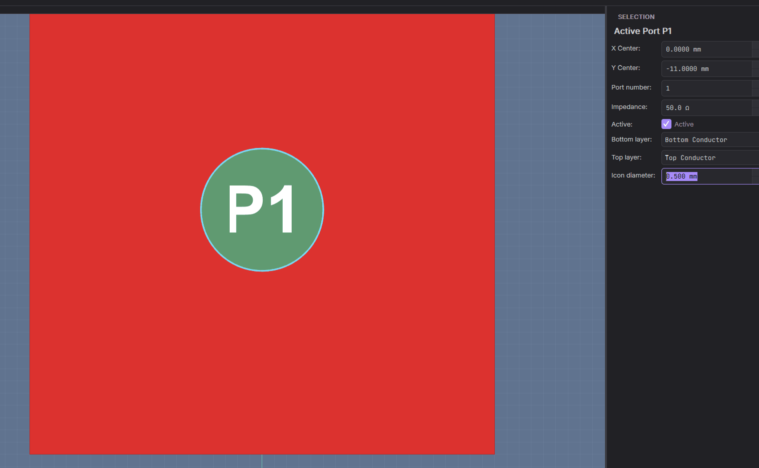 Configure Port dialog with the key port parameters
