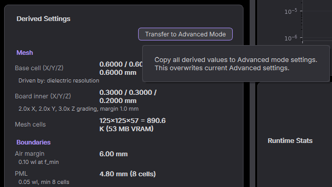 Transfer to Advanced Mode tooltip